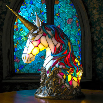 Stained Glass Animal Table Lamp with Color-Changing LED Light – Handcrafted Metal & Glass Accent for Bedroom, Living Room & Nursery Decor
