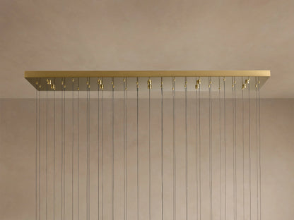 Linear LED Chandelier with Textured Glass Drops – Adjustable Height – Brass Bronze Nickel – 37 to 120 Inch – Dining Room Kitchen Island