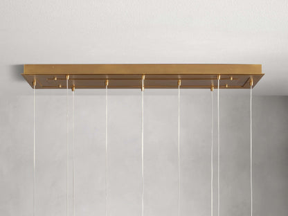 Modern Hanging Linear Chandelier with Hand-Blown Glass Globes & LED Lights for Dining Room & Kitchen Island