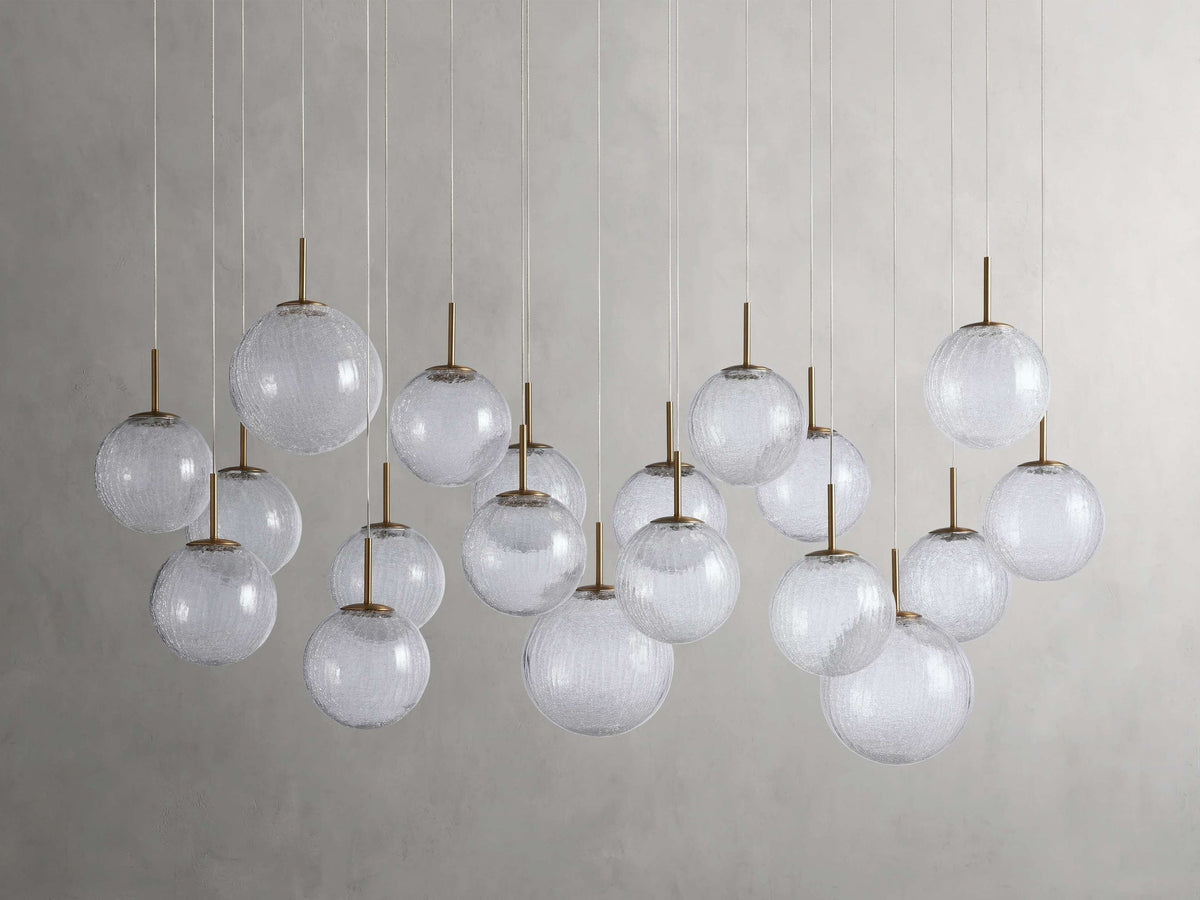 Modern Hanging Linear Chandelier with Hand-Blown Glass Globes & LED Lights for Dining Room & Kitchen Island