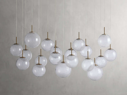Modern Hanging Linear Chandelier with Hand-Blown Glass Globes & LED Lights for Dining Room & Kitchen Island