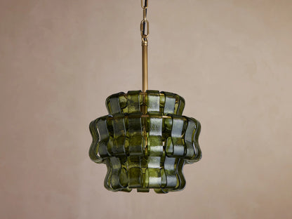 Curved Textured Glass Pendant Light with Metal Canopy for Dining Room Kitchen Island