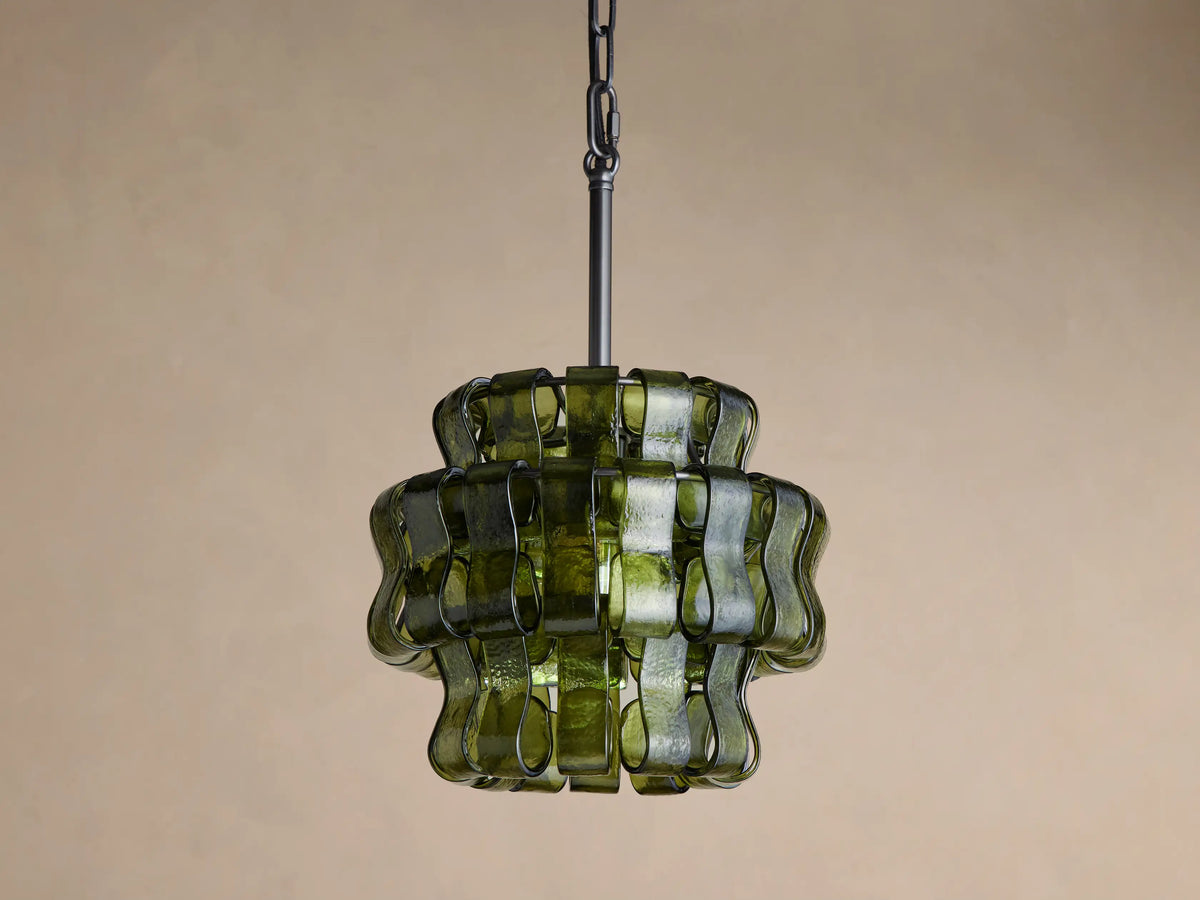 Curved Textured Glass Pendant Light with Metal Canopy for Dining Room Kitchen Island