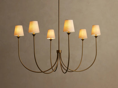 Round Multi-Arm Chandelier with Fabric Shades – Metal Frame – Adjustable Height – 3 Sizes – Dimmable – for Dining Room, Living Room, Foyer