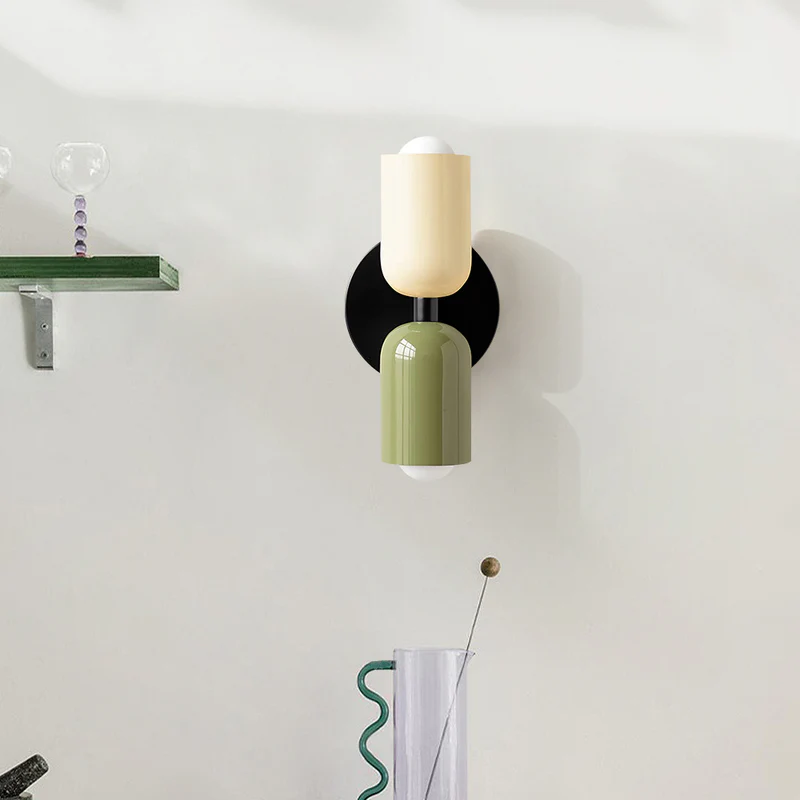 Glass Sconce Dual-Direction Fixture Green 4.7 in Contemporary Bedside Hallway Uplighter Downlighter for Home Apartment Lounge Passage Ambien