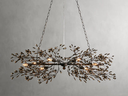 Crystal Branch Chandelier 8-10 Light Linear Fixture for Dining Room Gold Silver Bronze Finish