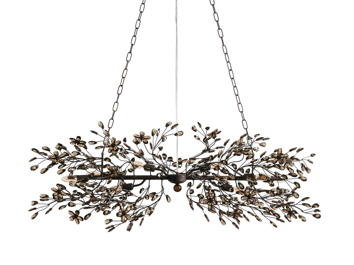 Crystal Branch Chandelier 8-10 Light Linear Fixture for Dining Room Gold Silver Bronze Finish