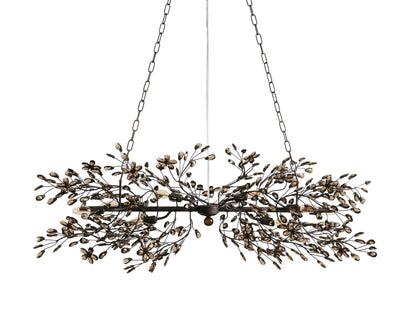 Crystal Branch Chandelier 8-10 Light Linear Fixture for Dining Room Gold Silver Bronze Finish