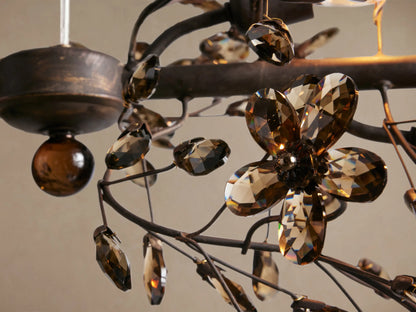 Crystal Branch Chandelier 8-10 Light Linear Fixture for Dining Room Gold Silver Bronze Finish