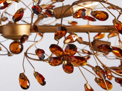 Crystal Branch Chandelier 8-10 Light Linear Fixture for Dining Room Gold Silver Bronze Finish