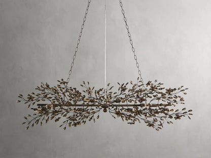 Crystal Branch Chandelier 8-10 Light Linear Fixture for Dining Room Gold Silver Bronze Finish