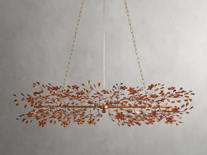 Crystal Branch Chandelier 8-10 Light Linear Fixture for Dining Room Gold Silver Bronze Finish