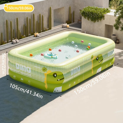 Dinosaur Kids Splash Pool with Canopy – Inflatable Backyard Wading Pool with Sun Shade for Toddlers & Children