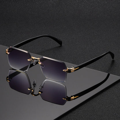 Rimless Square Frame Reading Glasses for Men – Lightweight Metal & Plastic Eyewear for Everyday Wear