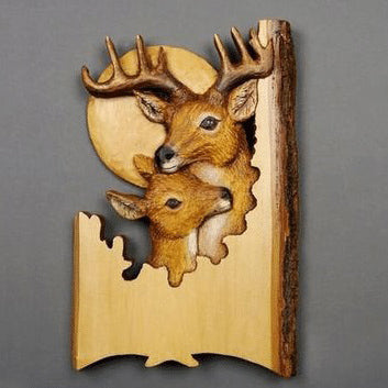 Hand-Carved Wooden Animal Wall Art Sculpture – Rustic 3D Wildlife Decor for Living Room, Bedroom & Office – Lightweight Hanging Home Accent