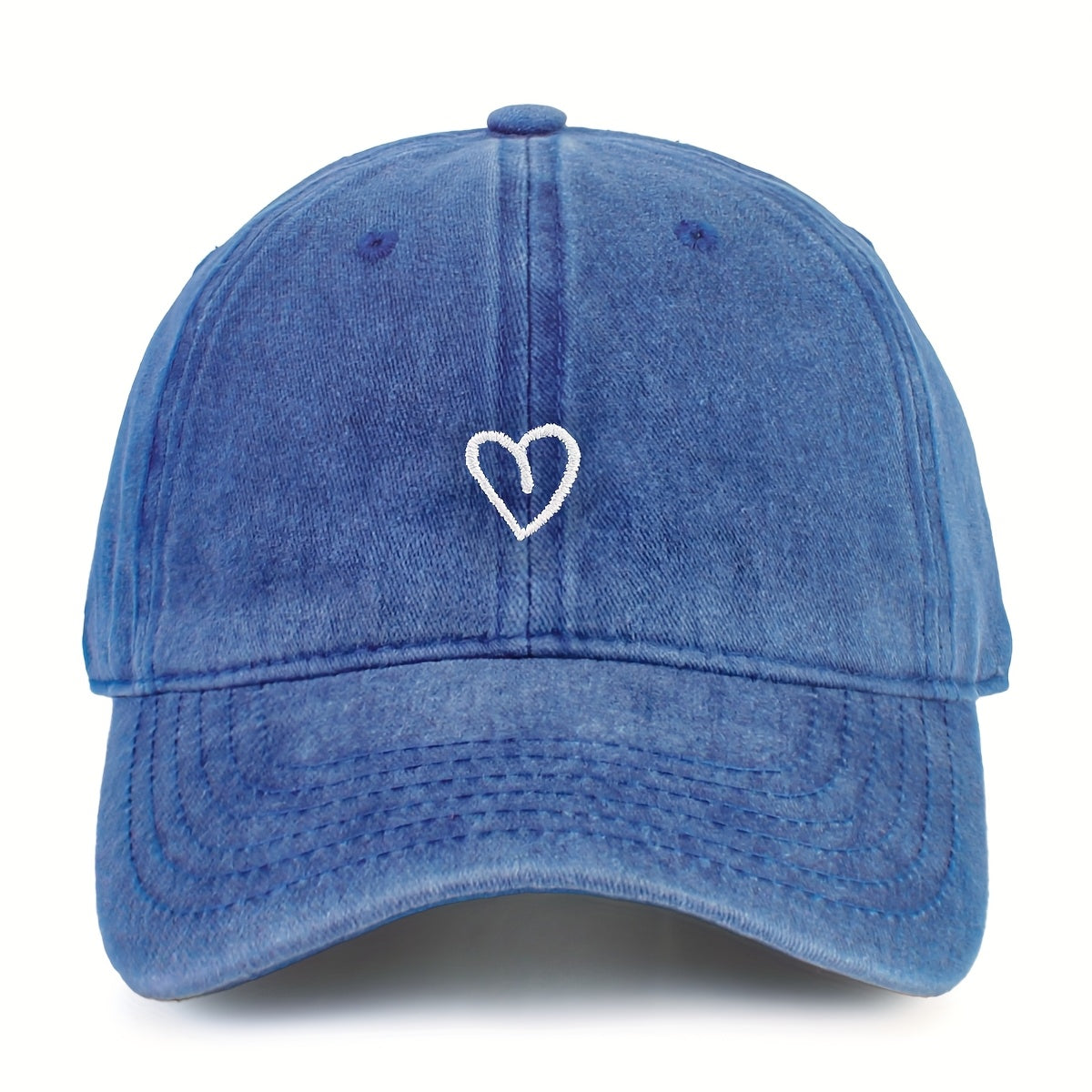 Embroidered Heart Baseball Cap for Women Adjustable Vintage Washed Cotton Dad Hat Summer