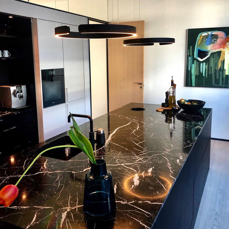 Lámpara de techo LED circular con anillo de aluminio de 20 pulgadas, altura ajustable para isla de cocina, comedor, vestíbulo, luz tipo halo colgante moderna, eficiencia energética