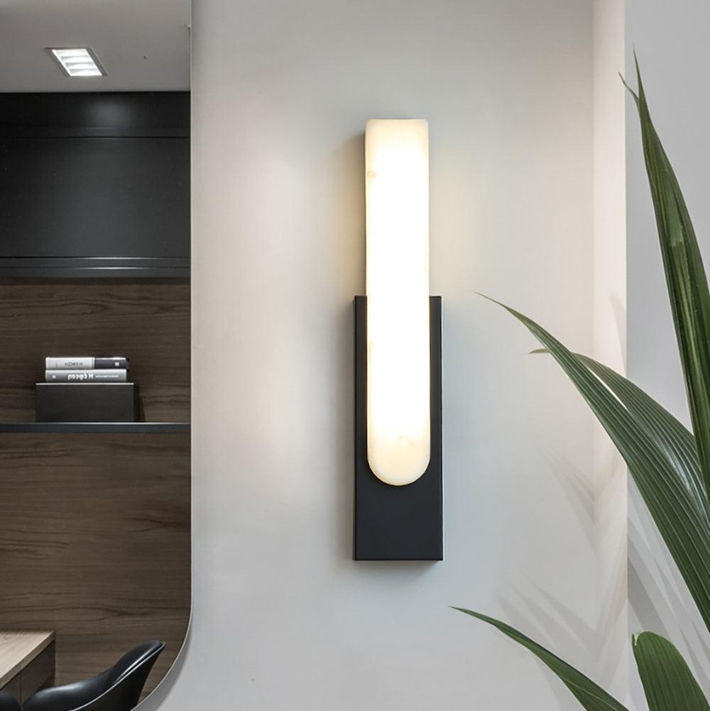 LED Sconce Light 20 Inch Vertical Alabaster Shade Gold Base Hardwired Modern Bedroom Hallway Wall Fixture for Contemporary Homes