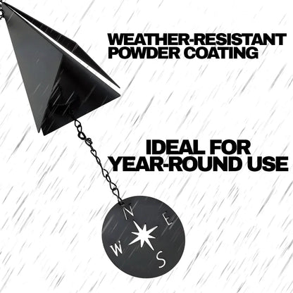 Triangular Steel Garden Bell with Compass Wind Catcher 20-Inch Hanging Chime for Patio Porch Deck Yard Outdoor Décor