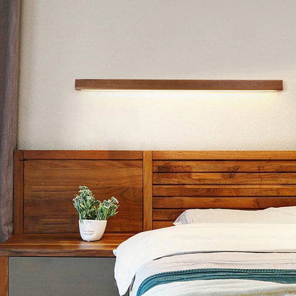 Linear LED Wood Sconce Adjustable 3-Color Temperature Vanity Mirror Light for Bathroom Bedroom Hallway Modern Nordic-Inspired Minimalist Amb