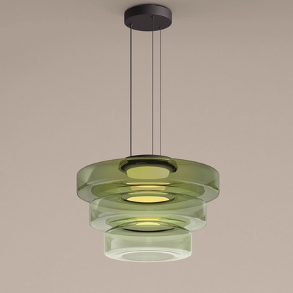 Layered Glass Dome Hanging Lamp 18 in Smoky Gray LED for Kitchen Island Dining Room Ceiling Fixture Adjustable Cord Modern Minimalist Style