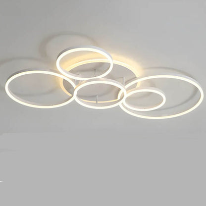LED Ring Chandelier 45 in Aluminum Fixture Warm White Dimmable for Bedroom Living Room Dining Room Modern Flush Mount Multi-Ring Integrated