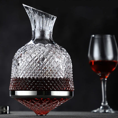 Wine Decanter 1500 ml, Crystal Wine Decanter with 360 Rotating Aeration Base, Red Wine Decanter, Housewarming Gift