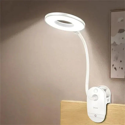Clip-On LED Desk Light with Adjustable Gooseneck 18 Inch Touch Control Dimming USB Powered Task Lamp for Bedroom Office Study Portable Book