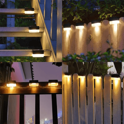 Solar LED Outdoor Step Lights 4-Pack with Automatic Dusk Sensor | Weather-Resistant Wireless Deck & Patio Lighting for Stairs, Walkways