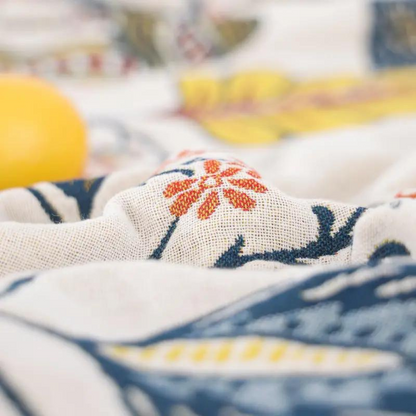 100% Cotton Jacquard Throw Blanket with Tassels – Reversible Floral Decorative Sofa Cover for All Seasons, Lightweight Woven Couch Throw