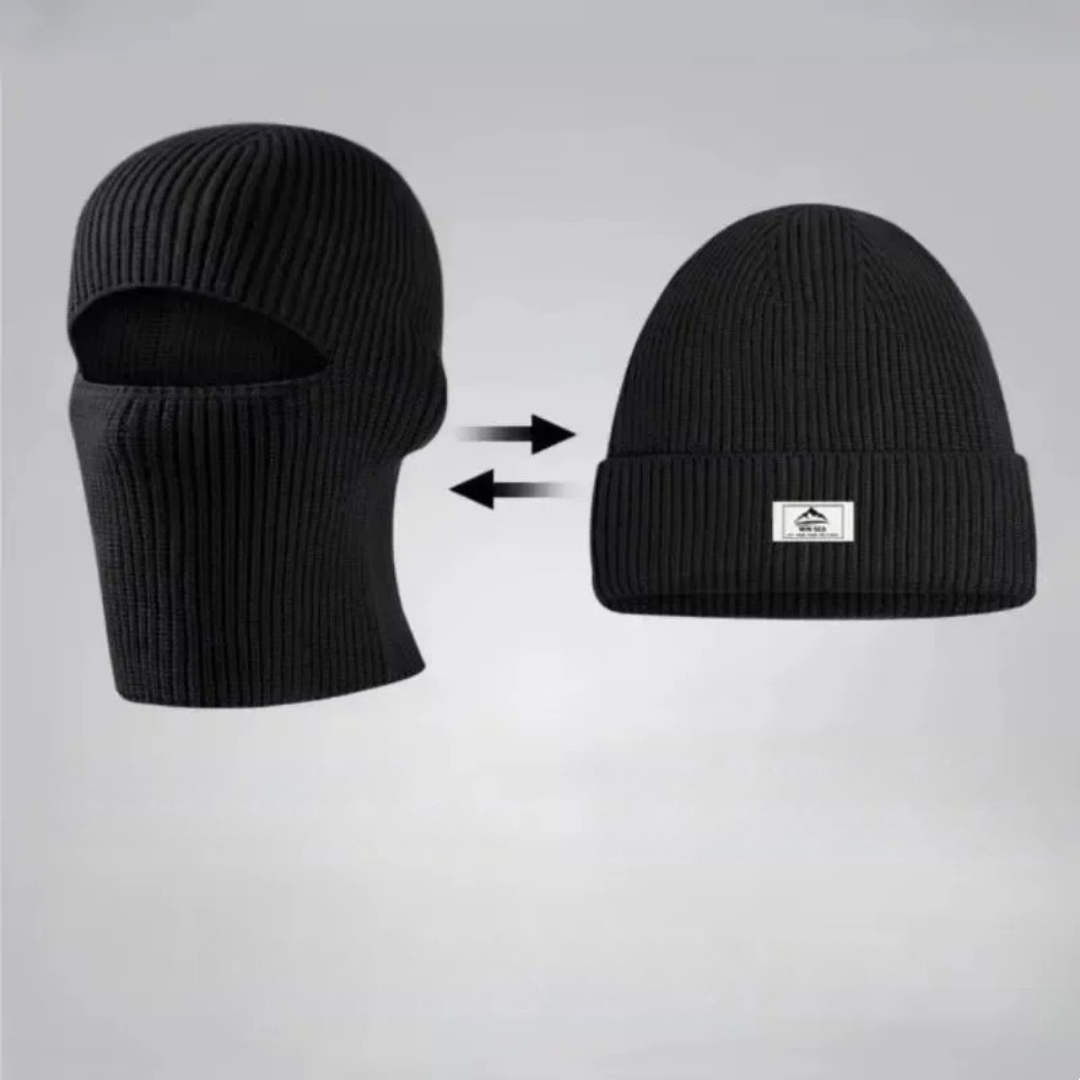 Convertible Winter Beanie with Full Face Coverage for Cold Weather Cycling Hiking Skiing | 2-in-1 Thermal Fleece Balaclava for Men & Women