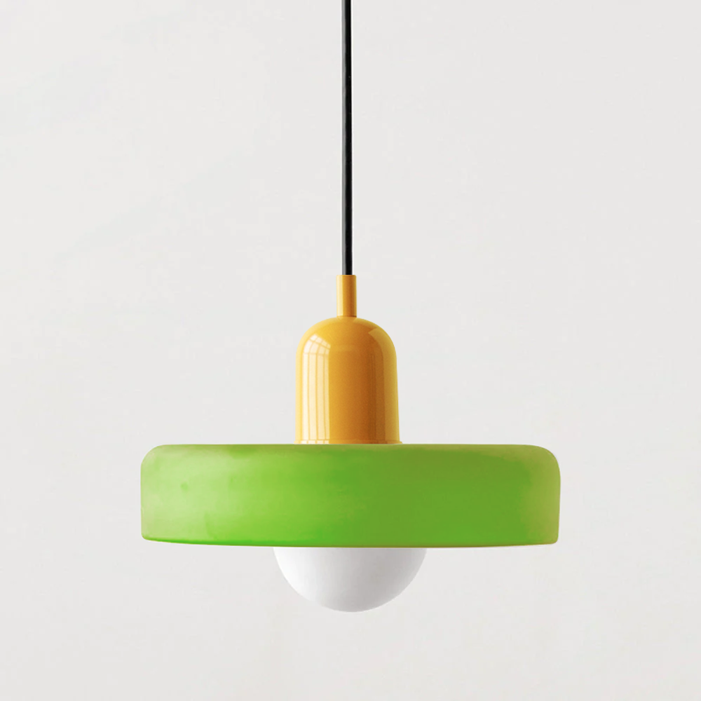 Glass Pendant Light with Adjustable Cord & Warm Glow – Modern Geometric Hanging Fixture for Dining Room & Living Room Decor