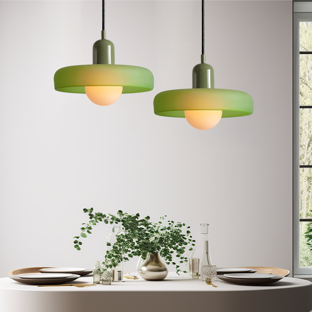 Handcrafted Art Glass Dome Pendant Light, Adjustable Modern Hanging Fixture for Dining Room Kitchen Island Living Room