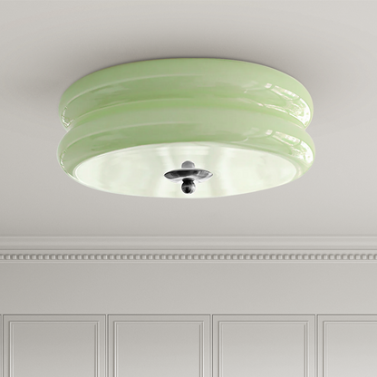 Flush Mount LED Fixture with Adjustable Color Temperature Glass Shade 13 in Diameter for Bedroom Living Room Dining Room Modern Art Deco Sty
