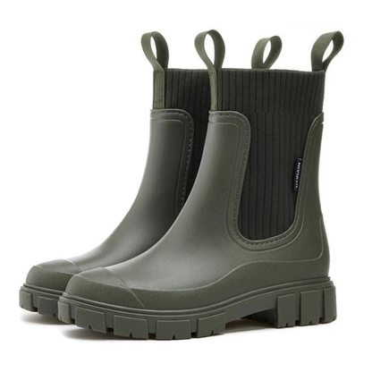 Women's Waterproof Ankle Rain Boots with Non-Slip Sole – Chelsea Pull-On Short Booties for Wet Weather, Urban Commute & Outdoor