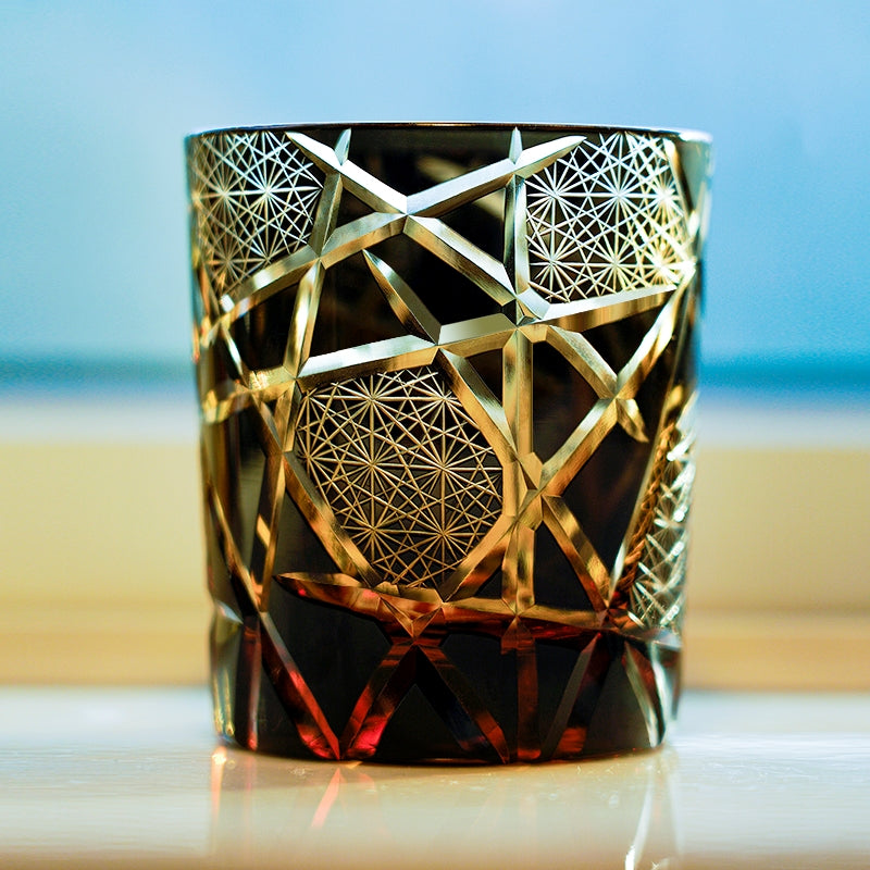 Japanese Cut Crystal Whisky Glass with Gift Box Lightning Pattern Barware for Scotch Bourbon Cocktails Home Bar Décor Artisan Glassware Coll