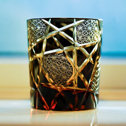 Japanese Cut Crystal Whisky Glass with Gift Box Lightning Pattern Barware for Scotch Bourbon Cocktails Home Bar Décor Artisan Glassware Coll