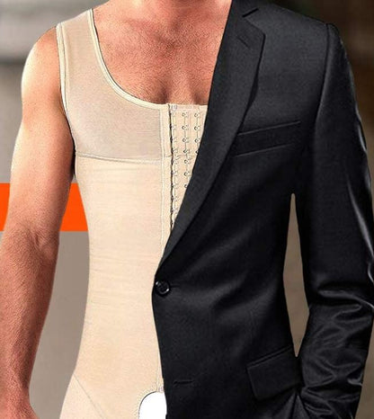 Men's Compression Shaper Undershirt with Posture Support for Stomach Slimming & Torso Firming