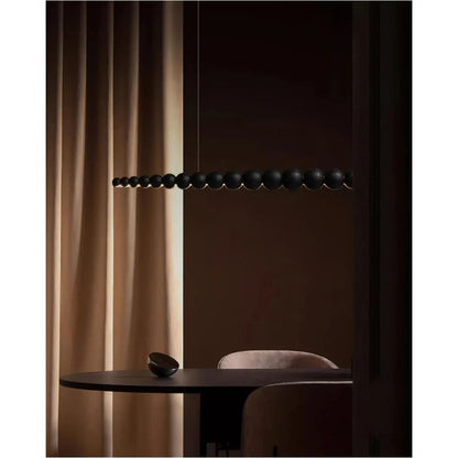 Linear LED Ceiling Fixture Wood & Metal 3000K Over Island Kitchen Dining Room Adjustable Height Suspended Bar Light Modern Minimalist Scandi