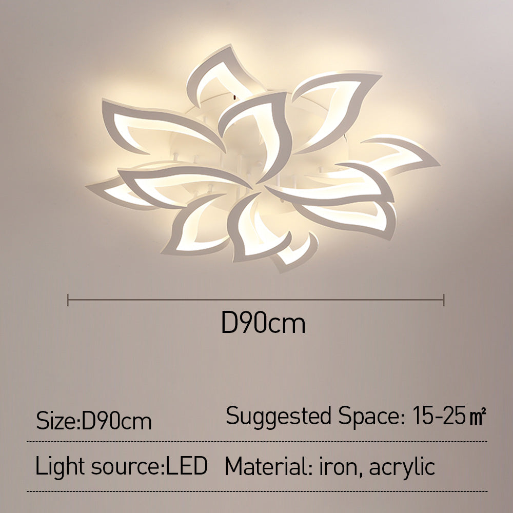 LED Flush Mount Light Fixture with Floral Layered Design for Bedroom, Entryway & Living Spaces | 22 in Black Metal Modern Low Profile Ambien