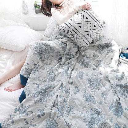 Flora Cooling Blanket - Lightweight Cotton, Breathable Floral Design