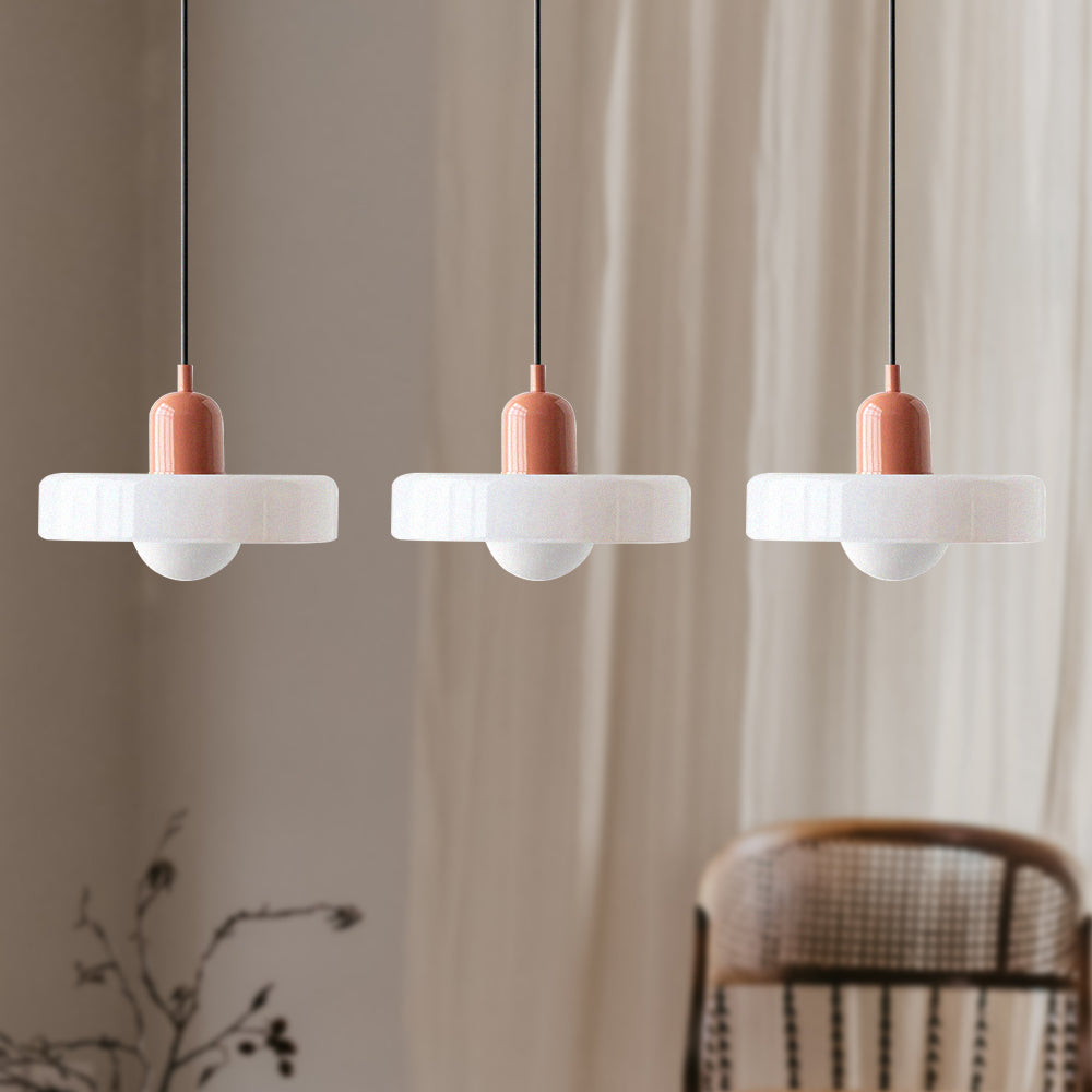 Glass Pendant Lamp 12 Inch Adjustable Height Ceiling Fixture for Bedrooms Nightstands Modern Minimalist Nordic Hanging Light E27 Socket for