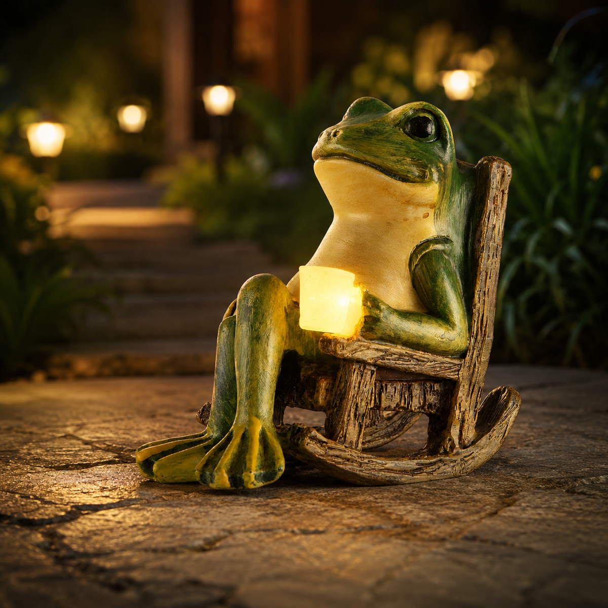 RibbitGlow™ – Solar Frog Garden Light