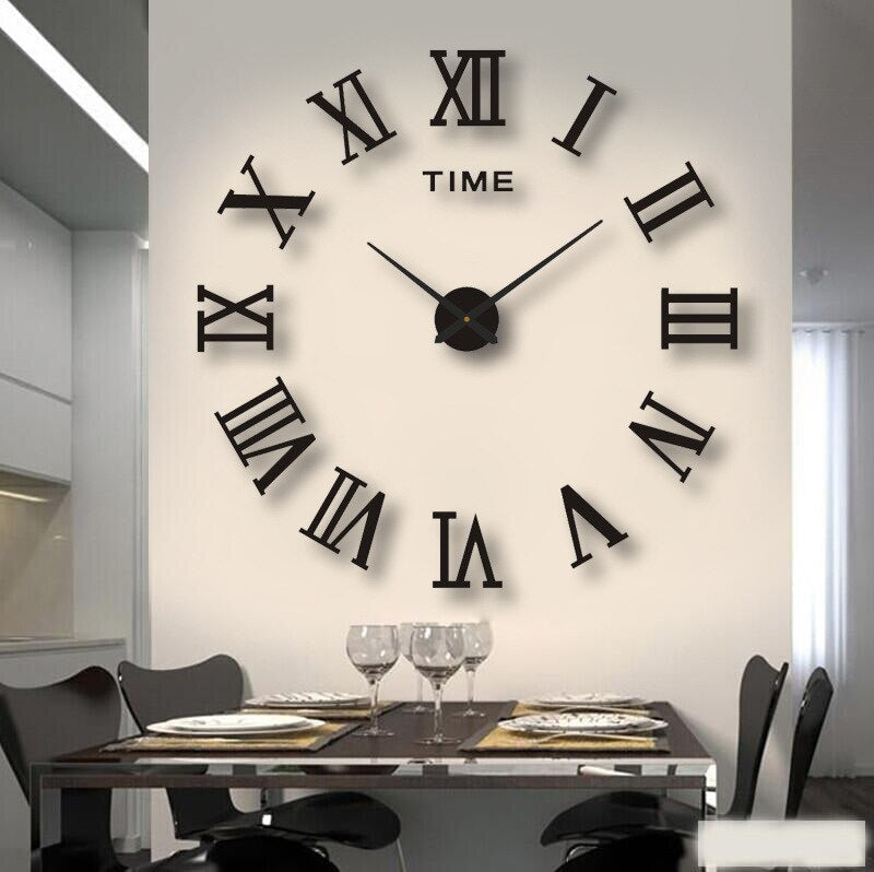 Oversized Decorative Timepiece with Dimensional Numbers for Entryway Kitchen Bedroom 16-Inch Round Silent Quartz Movement Battery-Operated C