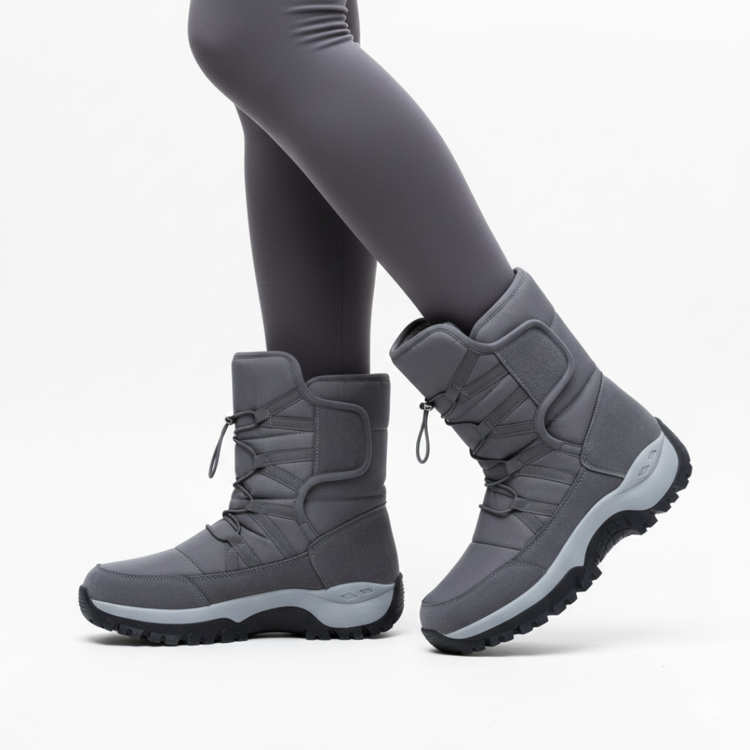 Women's Insulated Waterproof Winter Boots with Hook-and-Loop Closure for Snow & Ice