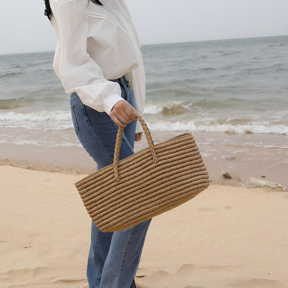 Bolso Willow - Tejido a mano en paja, espacioso bolso de playa