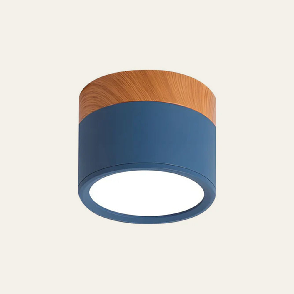 Round LED Flush Mount Light Fixture Wood Accent Aluminum 5W 7W for Entryway Bedroom Kitchen Hallway Ceiling Lamp Modern Minimalist Scandinav