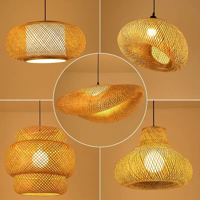 Handwoven Rattan Pendant Light Fixture Natural Woven Ceiling Lamp Rustic Farmhouse Hanging Light for Dining Room Kitchen Island Boho Home
