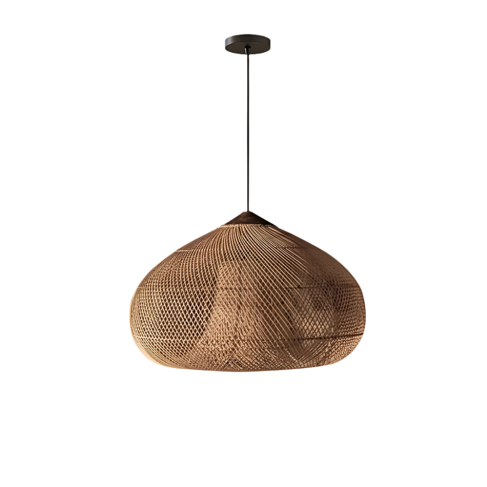 Woven Rattan Ceiling Light Fixture E26 Natural Boho Hanging Lamp for Dining Kitchen Island Bedroom Ambient Lighting Handcrafted Organic Text