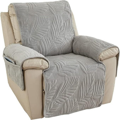 Botanical Print Furniture Protector for Recliners – Anti-Slip Stretch Chair Cover for Living Room & Home Office